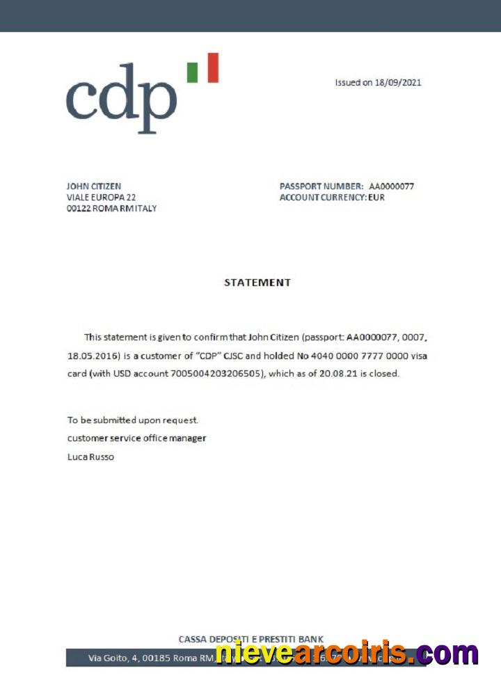 Italy CDP closure reference